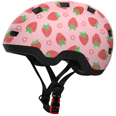 Toddler Helmet, Baby Infant Bike Helmet 1-3 Years - Adjustable Dial Fit - with 12 Vents & Dual Liner (0.16+0.28) (Strawberry XS 45-51cm)