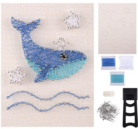 URROMA Kit de arte de cuerda para adultos, kit de manualidades de ballena 3D para adultos, kit de pasatiempos para decoración de pared, suministros de arte para Navidad, decoración de pared del hogar