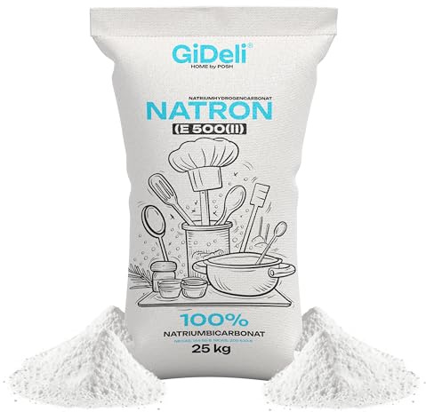 GiDeli Natron Pulver 25 kg Baking soda Backpulver E500ii Natriumbicarbonat hochreine Lebensmittelqualität (25kg)