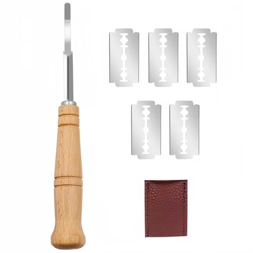 Cuchillo De Panadero De Corte, Herramienta De Corte De Pan, Cuchillo De Masa, Accesorios De Horneado De Cocina (5 Cuchillas + 1 Funda De Cuero)