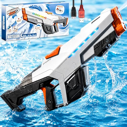 Pistola ad Acqua Elettrica - 610ML Fucile ad Acqua Elettrico Automatica con Luce per Bambini e Adulti, Lunga Gittata 8–10M, Electric Water Gun per Piscina Spiaggia Giardino