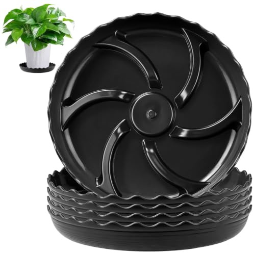 Ruytx 5 st. underlägg blomkruka 30 cm rund svart blomkruka blomkruka underlägg plast förstärkt kruka blomkruka underlägg växter med ränna för inomhus utomhusväxter blommor
