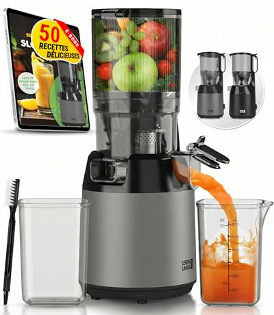 LEBENLANG Estrattore frutta e verdura - Incl. ricettario & grande apertura da 130 mm I 100% senza BPA I Slow Juicer machine Estrattori di succo a freddo I Centrifuga melograno professionale Entsafter