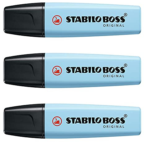 STABILO Boss Original Pastel Highlighters Pack of 3 Blueaa