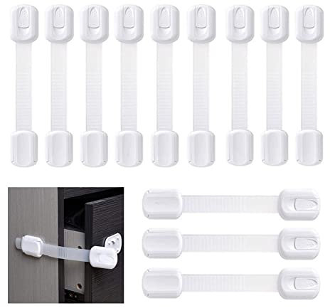 GROVBLE 12 Stück Kindersicherung für Schrank, Schubladensicherung für Baby und Kinder für Tür Schränke, Schrankschloss mit 3M Kleber ，Schubladensicherung Schrankschloss ohne bohren - Weiß