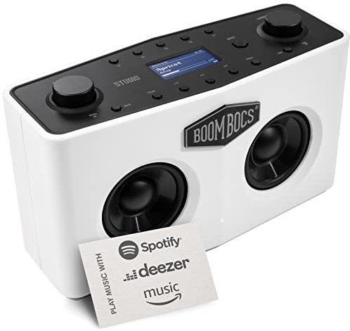 BoomBocs Internet Radio WiFi, Wireless Portable Bluetooth Speaker, Direct Streaming to Spotify, Deezer & Amazon Music - White