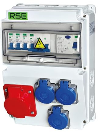 BAUSTROMVERTEILER WANDVERTEILER KOMPLETT VERDRAHTET 32A 16A 230V MIT CEE DOSE ZÄHLER IP65, 4. 1x16a 3x230v MIT LS+FI