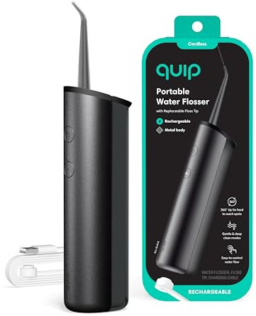 quip Cordless Water Flosser, Adjustable Pressure, All Black