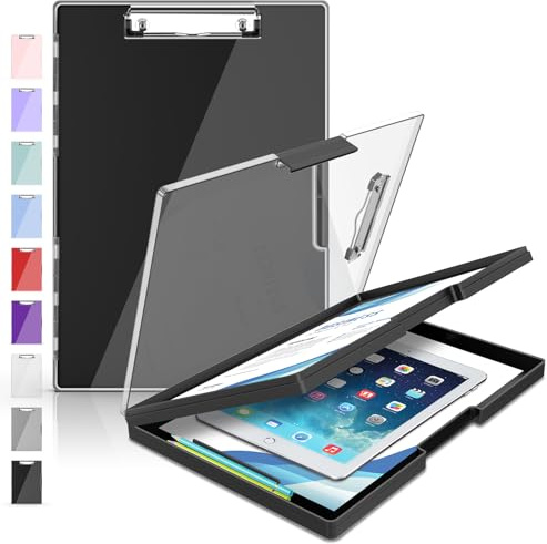 Sooez Clipboard with Storage, Heavy Duty Cleaview Clip Boards 8.5x11 with Dual Storage, Dry Erase Plastic Nursing Clipboard, High Capacity Clipboards Folder for Teacher Nurse, School & Office Supplies
