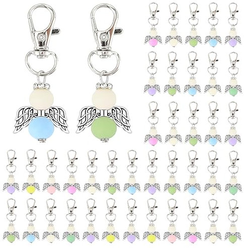 Schutzengel Anhänger 40 Stück, Engel Anhänger, Kleine Glücksbringer Schutzengel Schlüsselanhänger Set, Abschiedsgeschenk Geschenke zum Weihnachten