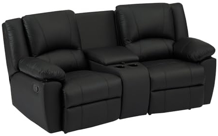 Vente-unique - Canapé 2 Places Relax en Cuir de Vachette Noir Aroma