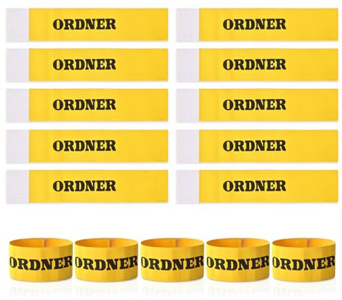 jiawaggag 10 Stück Armbinde Klett armbinde Ordner ordnerbinden armbinden Set Binde Armband Trainingsausrüstung und Spiel Zubehör (Fluoreszierendes Gelb)