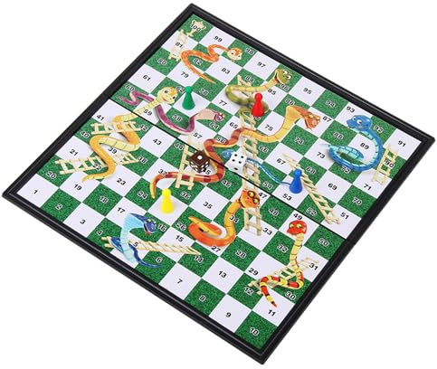 POFET Ensemble de Jeu de société Pliable magnétique Serpents et échelles, Jeu Amusant en Famille