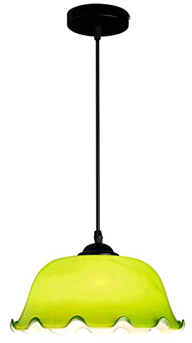 CXEGCCUF Emerald Green Rolled Edge Glass Chandelier Nordic Modern Creative Pendent Lamp Living Room Bedroom E27 Hanging Pendant Light Interior Home Decoration Ceiling Pendent Lamp Peace