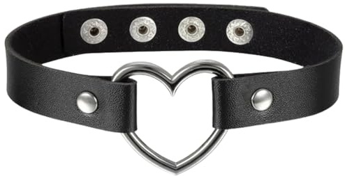 Fc'Noqgn Collier Coeur en Cuir, Collier Alliage Cuir Ajustable Soirée Charme Bijoux Cadeau Femmes Filles
