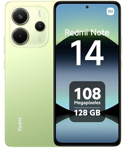 Xiaomi Redmi Note 14 - Smartphone de 6+128GB, Pantalla de 6.67 AMOLED FHD+ 120Hz, MediaTek Helio G99-Ultra, cámara de 108MP, TurboCharge 33W, 5500 mAh, Cargador no Incluido, Verde (Versión ES)