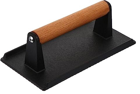 YARNOW Placa De Parrilla Hierro Fundido Pressa De Carne Mango De Madera Grill Sandwichera Plancha Pressa Multiusos