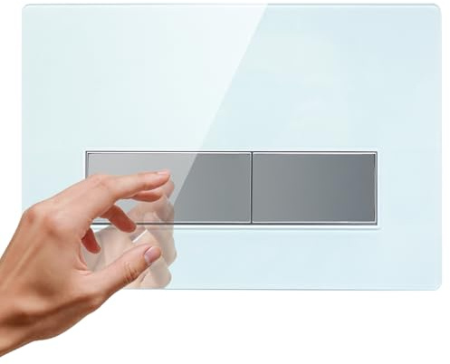 Mendorio WC Drückerplatte aus Gehärtetes Glas, kompatibel mit Geberit Sigma, UP300&UP320 Serien Betätigungsplatten, Plattengröße 250 × 170mm,ausgestattet mit Spülhebel-Set und Einbaurahmen（weiß）