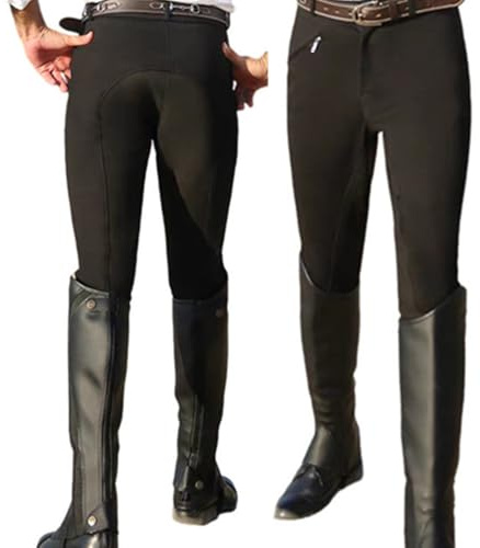 Kduplily Men's Full Seat Breeches Equestrian Horse Riding Pants for Men Horse Back Stretch Show Pants Black White Accessories (US, Numeric, 34, Regular, Regular, Black)