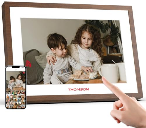 THOMSON Digital Photo Frame, 10.1 Inch WiFi Digital Picture Frame, Built-in Battery, 1280 x 800 HD IPS Touch Screen, 32 GB Memory, Automatic Rotation, Weather, Share Pictures, Music and Videos