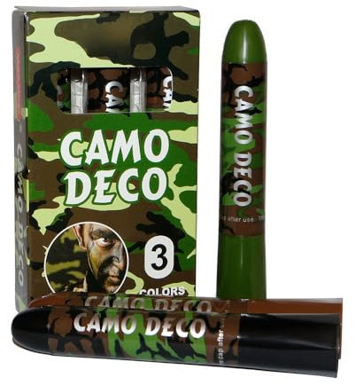 3Pcs Camo Face Paint, Eye Face Body Camo Paint Stick,Camouflage Hunting Paint Oil，Face Mask Stick for Sports Hunting Cosplay Costume Party Makeup(Brown, Black, Green)