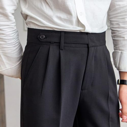Eleganti pantaloni Naples da uomo a vita alta per abbigliamento casual e quotidiano (32 nero)