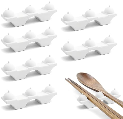 Silicone Chopstick Holder, BPA Free Kitchen Countertop Chopstick Rest for Forks, Spoons, Knives, Chopsticks, Home & Restaurant Use (6, White)