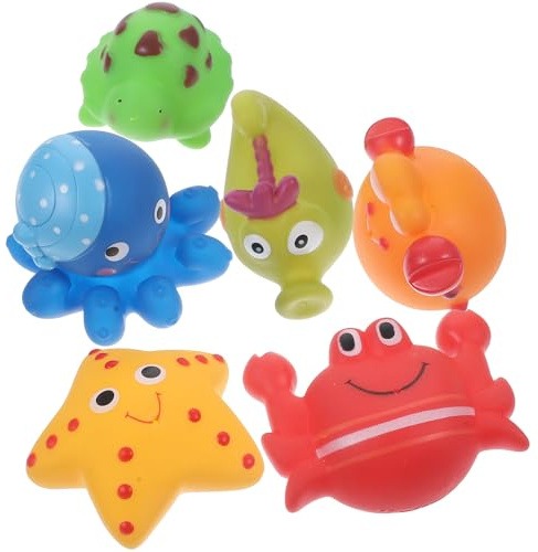 Milisten Lot de 6 Jouets de Bain Animaux Marins Flottants en Plastique Souple Multicolore Adaptés aux Bébés et Tout-Petits Jouets Aquatiques pour Bain et Piscine Développement