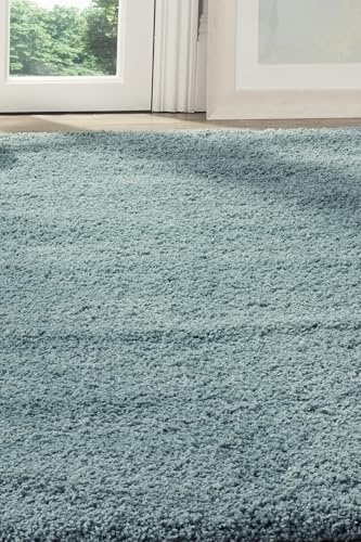 Safavieh Alfombra Shag Sala de Estar, Comedor, Dormitorio - California Shag Collection, Pelo Largo, Azul Claro, 160 X 229 cm