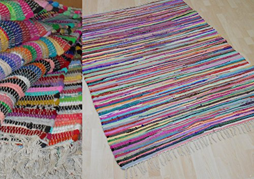 MB Warenhandel24 Fleckerl MALMÖ Multicolor Baumwolle Handweb Teppich viele Größen erhältlich NEU (ca. 200x300 cm)