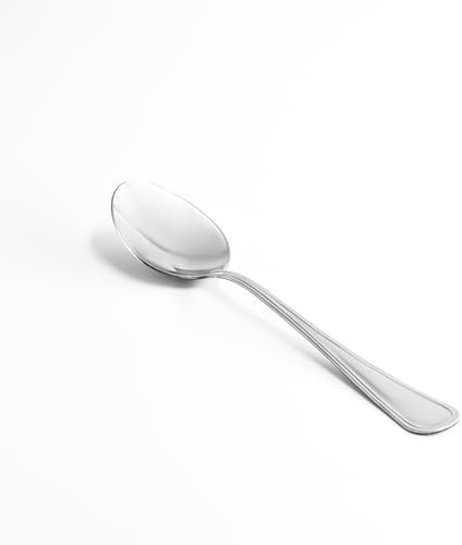 Zanetti Set 12 Cucchiai da tavola in acciaio inox 18/C, modello Leonardo, confezione da 12 pezzi, made in Italy