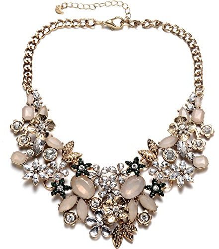 FSMILING Vintage Blumen Statement Halskette Groß Statement Kette Gold Für Damen Modeschmuck