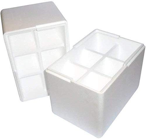 IMBALLAGGI ALIMENTARI PZ 1 Contenitore Porta Bottiglie con Foro Quadrato (6 Bottles) Cassa in POLISTIROLO per SPEDIZIONE