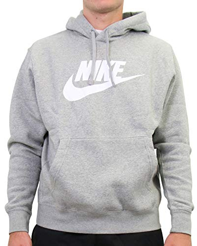 Nike BV2973-063 M NSW Club Hoodie PO BB GX Sweatshirt Homme DK Grey Heather/Matte Silver/White Taille XL