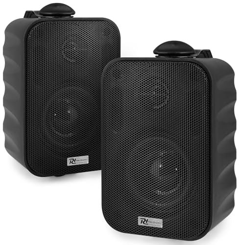 Power Dynamics BC30V Lautsprecher Set 60 Watt, 100 Volt, 8 Ohm Innen- und Außenlautsprecher, Lautsprecher Boxen IP56, 2 Wege Speaker, In- Outdoor Speaker, Installationslautsprecher Schwarz