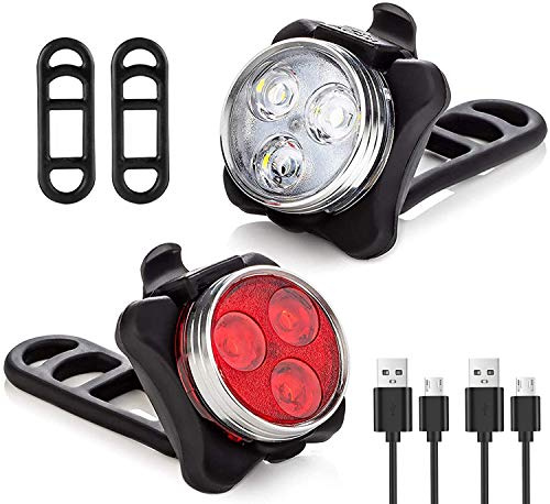 Bike Light Set | SEE & BE SEEN | Super-Bright! | 3x Bigger & Rechargeable Batteries | Water & Dirt Proof | Uncompromising Safety with 4 Extremely Useful Lighting Modes | Easy-To-Use Mounting System…