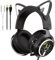 Somic GS510 Cat-Headset, 3,5-mm-Kopfhörer mit Kabel und einziehbarem Mikrofon-Geräuschunterdrückung, für Xbox One, PS5, PS4, PC, Schwarz