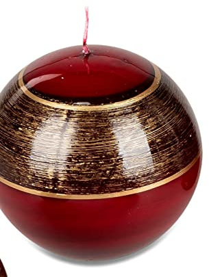 Bollweg/Formano Kerze Kugelkerze Streifen bordeaux 6cm 123g (Grundpreis 1kg: 88,54 EUR)