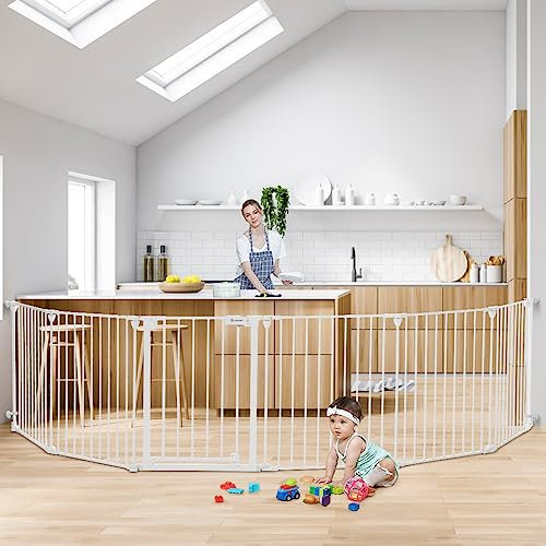 COMOMY 150 Baby Gate Extra Wide, Dog Gate for House Stairs Doorways