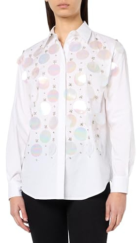 Pinko Bridport 1 Camicia Popeline con Ricamo Paillettes A Mano