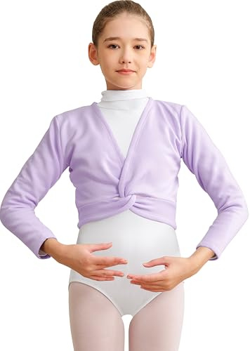 DANSHOW Top avvolgenti per Danza Classica per Ragazze Cardigan da Ballo per Bambini,Maglione Danza Interno in Velluto(824-09-XXL)