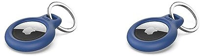 Belkin F8W973 AirTag Case with Key Ring (Secure Holder Protective Cover for Air Tag with Scratch Resistance Accessory) - Blue (Pack of 2)