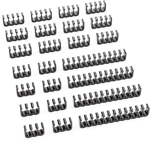 deleyCON Juego de 24 Portacables Organizador de Cables Portacables Guía de Cables Clips de Cable Peines de Cable 24 Pines 8 Pines 6 Pines para PC Interno Cable de Computadora Negro