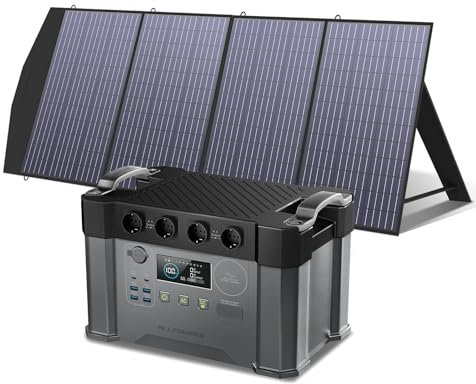 ALLPOWERS S2000 Pro Tragbares Powerstation mit 200W Faltbares Solarpanel, 1451Wh 2400W (4000W Überspannung) AKKU Solargenerator Mobiler Stromspeicher Power Station für Notstrom Camping Wohnmobile