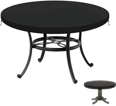 LAMUNI Gartentisch Abdeckung 122x10cm Abdeckplane Gartentisch Rund Tischplattenhülle, Schwerlast Oxford Wasserdicht Tischplatte Schutzhülle für Gartentisch Gartenmöbel Haube Schutzhülle Abdeckhaube