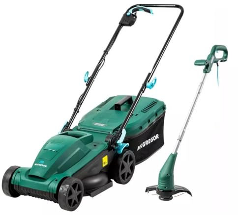 McGregor 1400w Corded 34cm Rotary Lawnmower and 350w 25cm Grass Trimmer