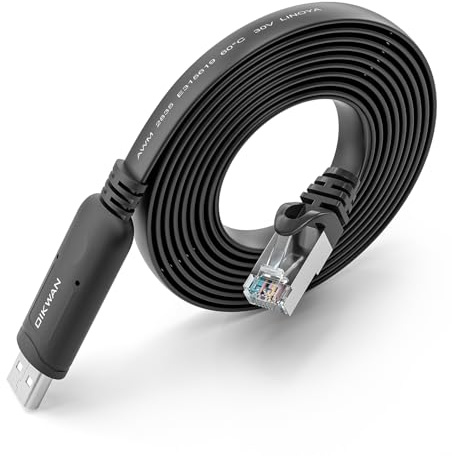 OIKWAN USB Console Cable UART Serial Cable Essential Accesory Compatible Cisco, NETGEAR, Ubiquity, LINKSYS, Routers/Switches for Laptops in Windows, Mac, Linux（Black,10ft