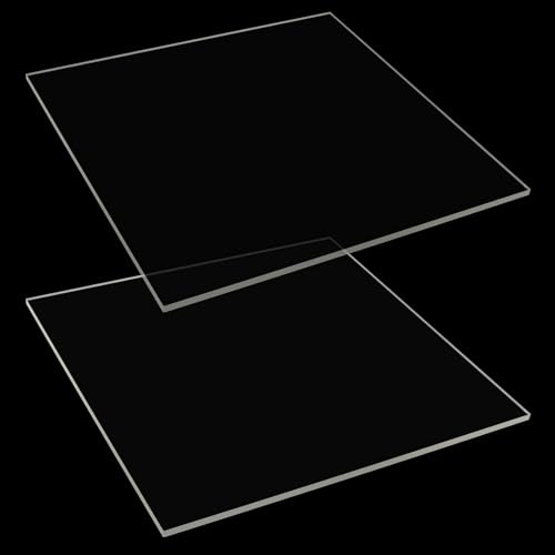 ASelected 2Pcs Clear Acrylic Sheets, 30x30cm Perspex Sheets 6mm Thick Transparent Acrylic Board for Picture Frame, Painting, DIY Crafts, Art Projects