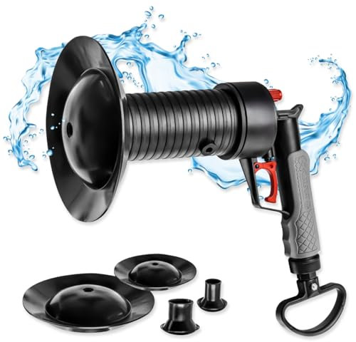 WALTER Pressluft-Rohrreiniger | WC-Pumpe, Pömpel | 4 Gummiadapter für WC, Bad & Küche | Luftdruck-Rohrreinigungspumpe für umweltfreundliche Abflussreinigung ohne Chemikalien | Perfekt für Hausgebrauch
