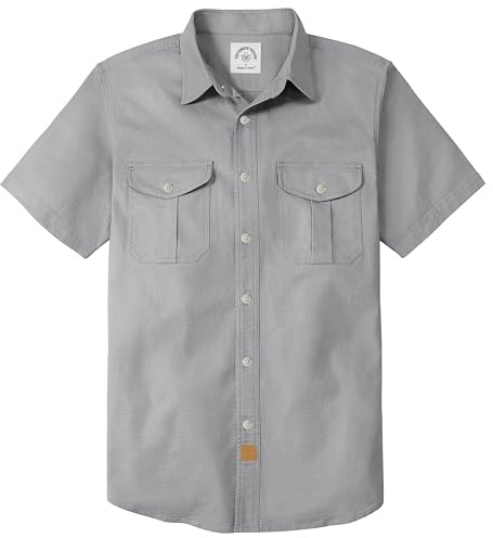 Dubinik® Chemise Homme Manches Courtes Stretch Regular Fit Casual Travail Double Pochette Coton Bouton